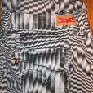 Levi’s rail road stripe skinny jeans